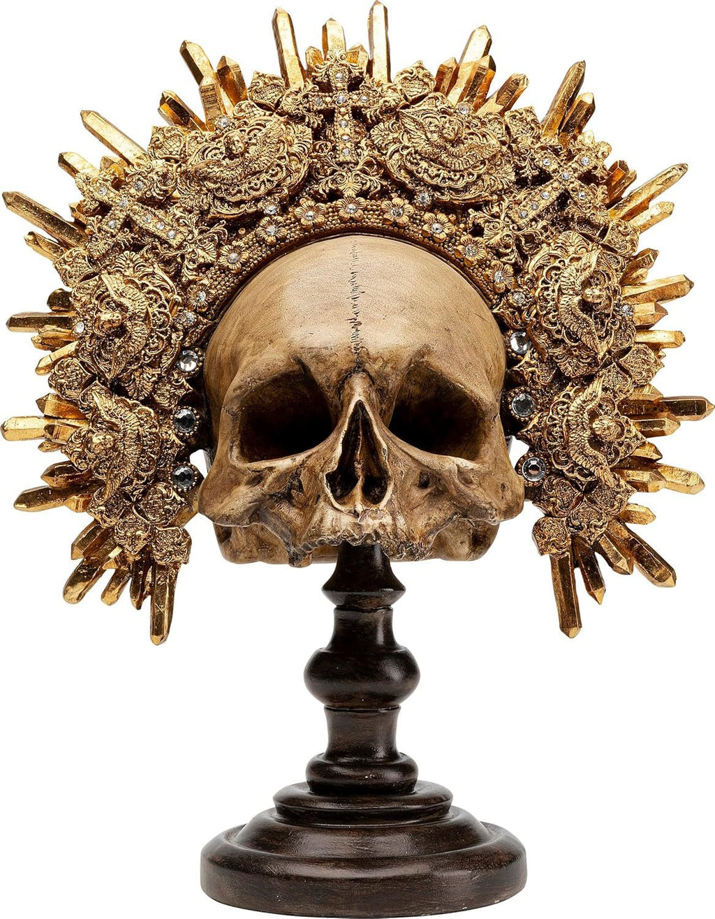 Kare Design obiect decorativ King Skull, maro, sculptură, motiv craniu, craniu decorativ, pictat manual, lucrat manual, unic, 42x34x20 cm (h/w/d) Statuete si sculpturi Naty Shop Maro