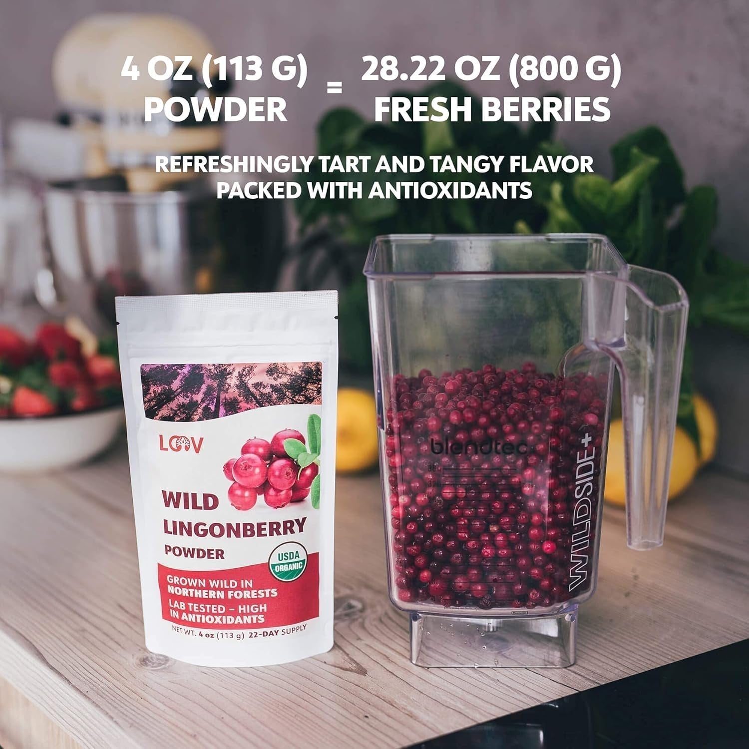 LOOV pulbere organică de afine, fabricată din afine sălbatice 100% întregi, liofilizate, recoltate în pădurile din nordul Europei, 113 g, fără zahăr adăugat Produse deshidratate Naty Shop