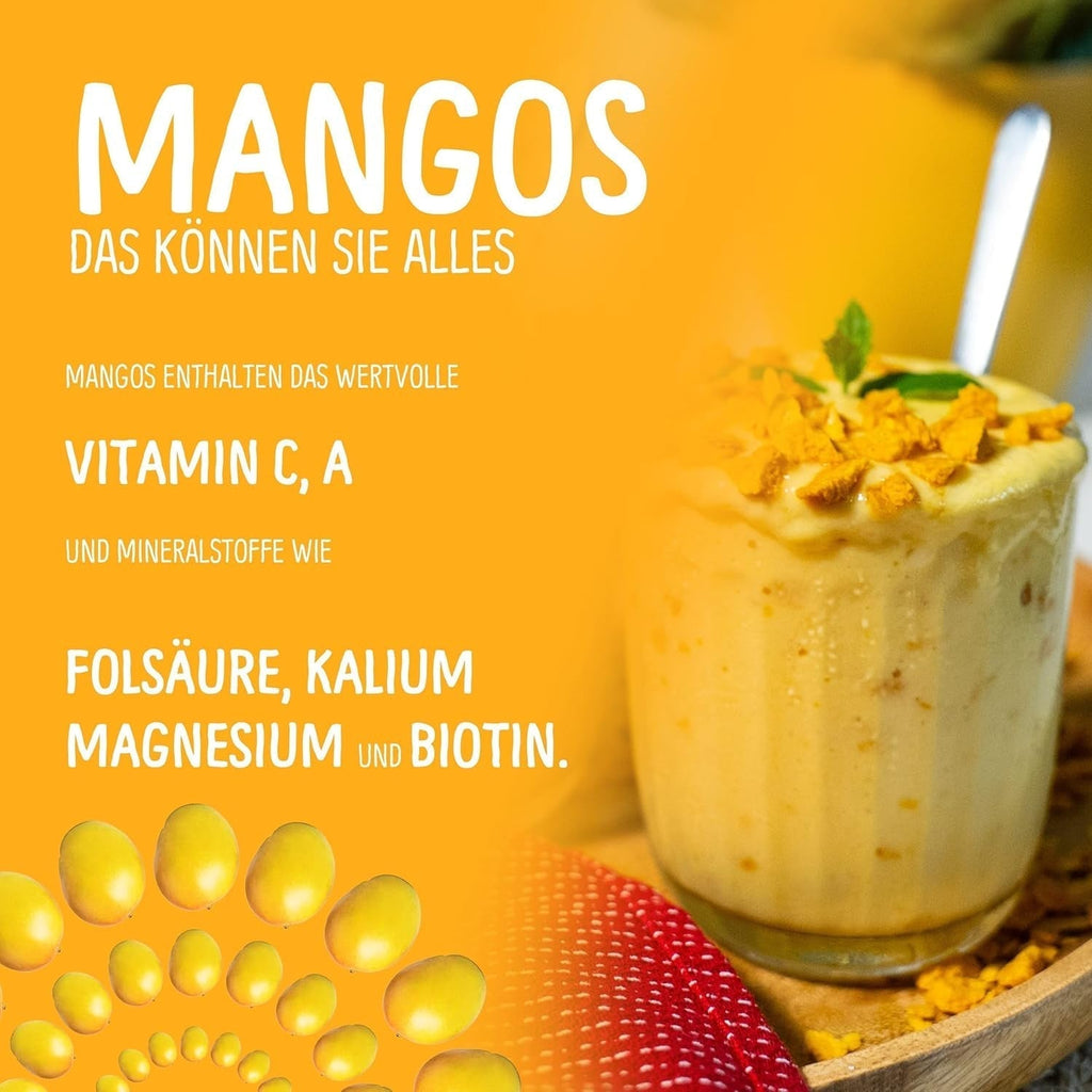 Mango liofilizat: 100g fructe liofilizate din bucăți fragede de mango fără zahăr adăugat - mango uscat - mango uscat - fructe uscate - fructe uscate de la NutriPur Produse deshidratate Naty Shop