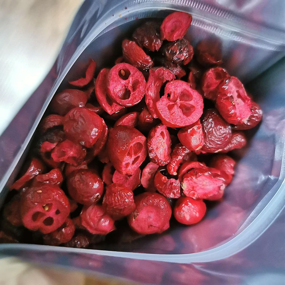 Merișoare liofilizate fără zahăr | XL 250g Merișoare liofilizate naturale neîndulcite | Fructe liofilizate naturale sălbatice | Merișoare liofilizate | ZingyZoo Produse deshidratate Naty Shop