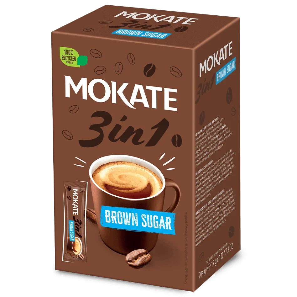 MOKATE 3in1 Brown Sugar Cafea Instant Plic 24x17g Cafea Naty Shop