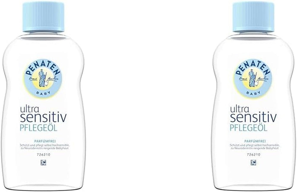 PENATEN Ultra Sensitive Care Cream Face & Body (100ml) cremă de față și de corp pentru bebeluși fără parfum, cremă hidratantă protectoare și hrănitoare pentru pielea foarte sensibilă a bebelușilor predispuși la neurodermatită Copii - Baie si Skincare Naty Shop 200 Ml (pachet de 2) Ulei de îngrijire ultra-sensibil