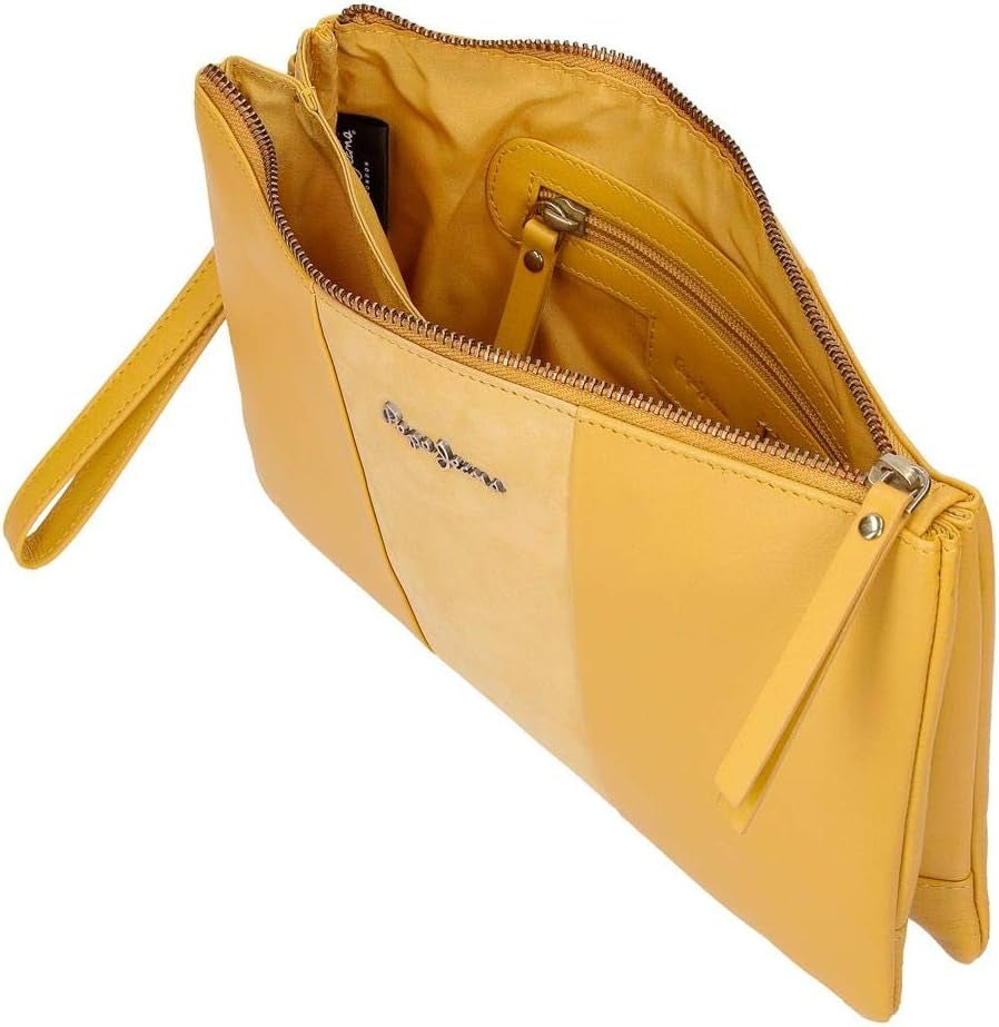Pepe Jeans Double Wallet Geantă galbenă 27x17x2 cms piele Portofel Femei Naty Shop