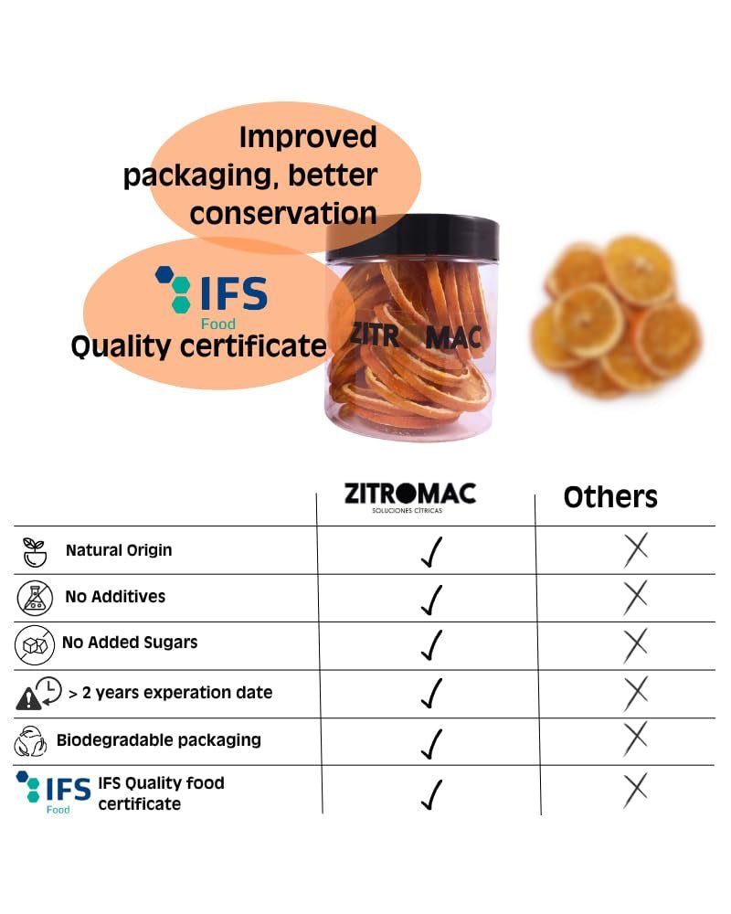 Portocale uscate pentru cocktailuri - Fructe uscate fără zahăr pentru cocktailuri, decorațiuni, dulciuri, Crăciun, băuturi, 100% naturale Felii de portocale uscate fără aditivi (45g) Produse deshidratate Naty Shop