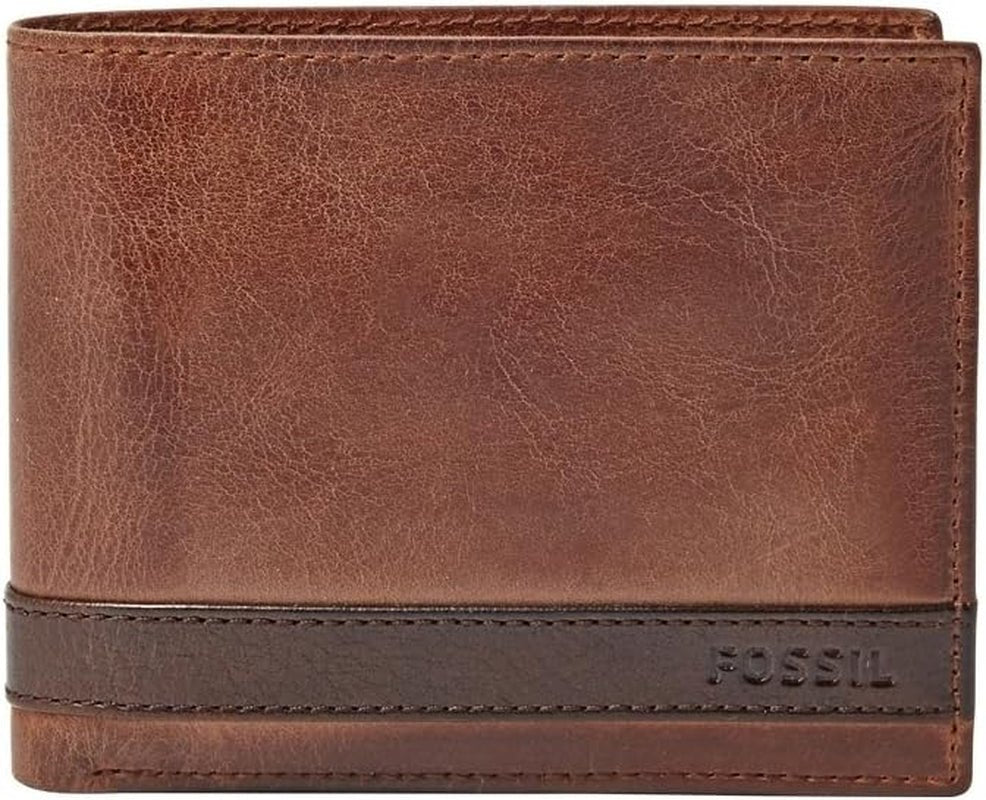 Portofel bifold din piele Quinn pentru bărbați Fossil 11,43 cm L x 2,54 cm l x 9,525 cm H Portofel Barbati Naty Shop Maro