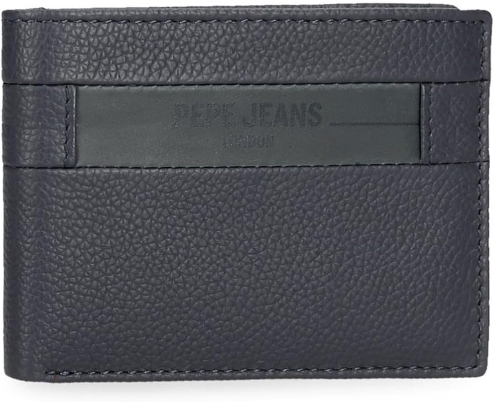 Portofele și portmonee Pepe Jeans Checkbox din piele de vacă, negru, maro, albastru și gri Portofel Barbati Naty Shop Albastru Portofel