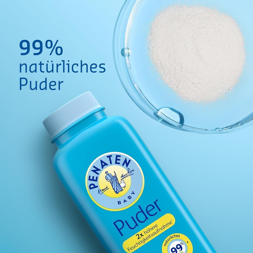 Pudră naturală pentru bebeluși Penaten cu aloe și vitamina E (1x 100g)- Protejează pielea sensibilă, absoarbe umezeala și menține pielea uscată- Aprobat dermatologic-99% ingrediente de origine naturală Copii - Baie si Skincare Naty Shop