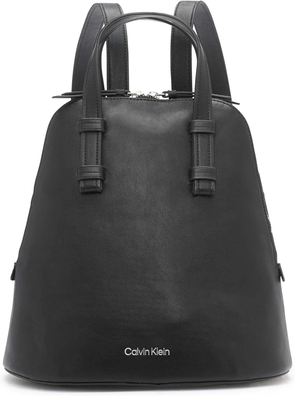 Rucsac Calvin Klein Zina Zip Around pentru femei, cu fermoar Genti Femei Naty Shop Negru/argintiu O mărime se potrivește tuturor