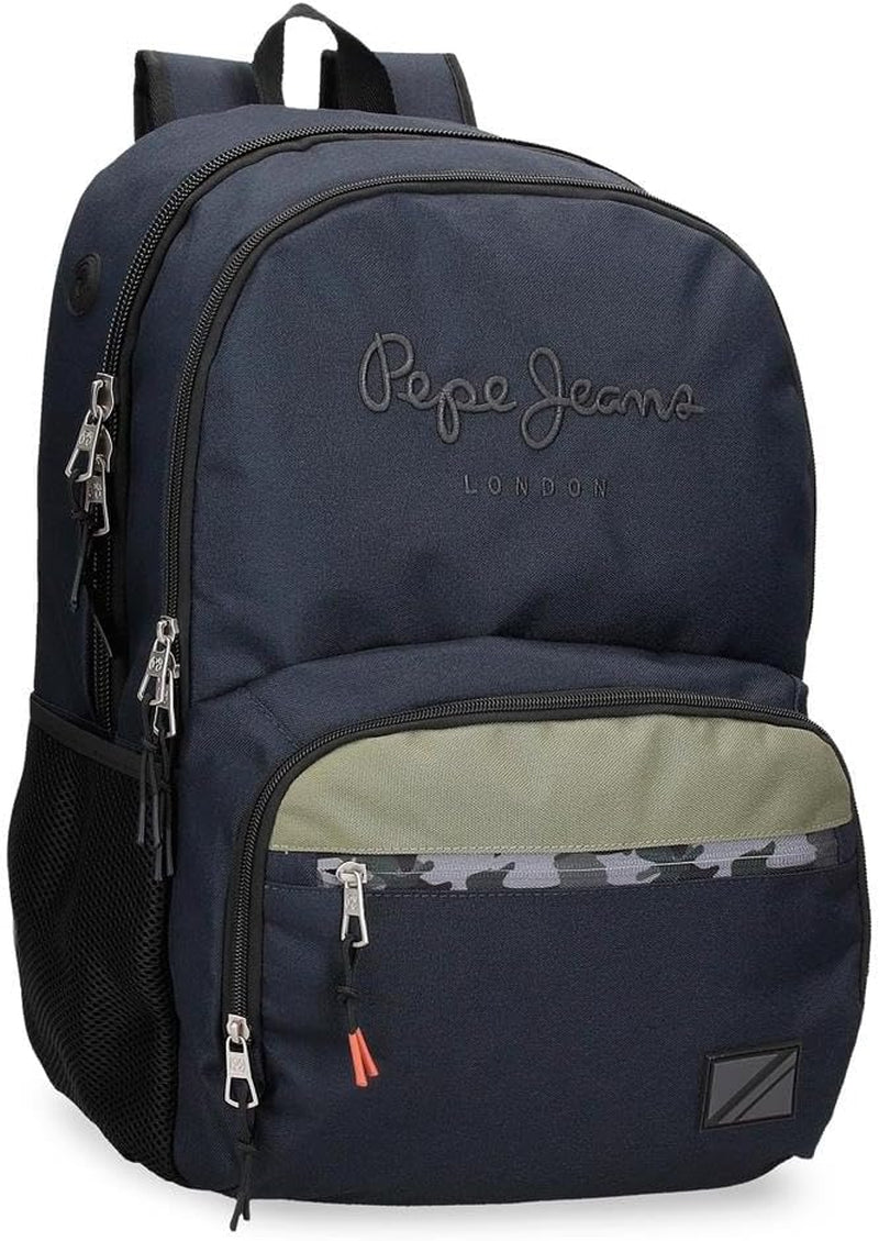 Rucsac școlar Pepe Jeans Cromwell, compartiment dublu, negru, 33 x 46 x 15 cm, poliester, 22.77 l, negru, Talla única, rucsac școlar cu compartiment dublu Rucsacuri si ghiozdane premium Naty Shop Default Title