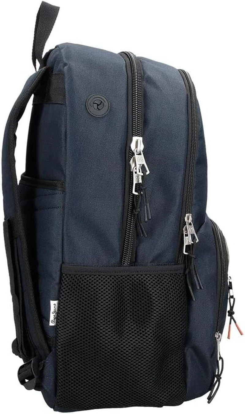 Rucsac școlar Pepe Jeans Cromwell, compartiment dublu, negru, 33 x 46 x 15 cm, poliester, 22.77 l, negru, Talla única, rucsac școlar cu compartiment dublu Rucsacuri si ghiozdane premium Naty Shop