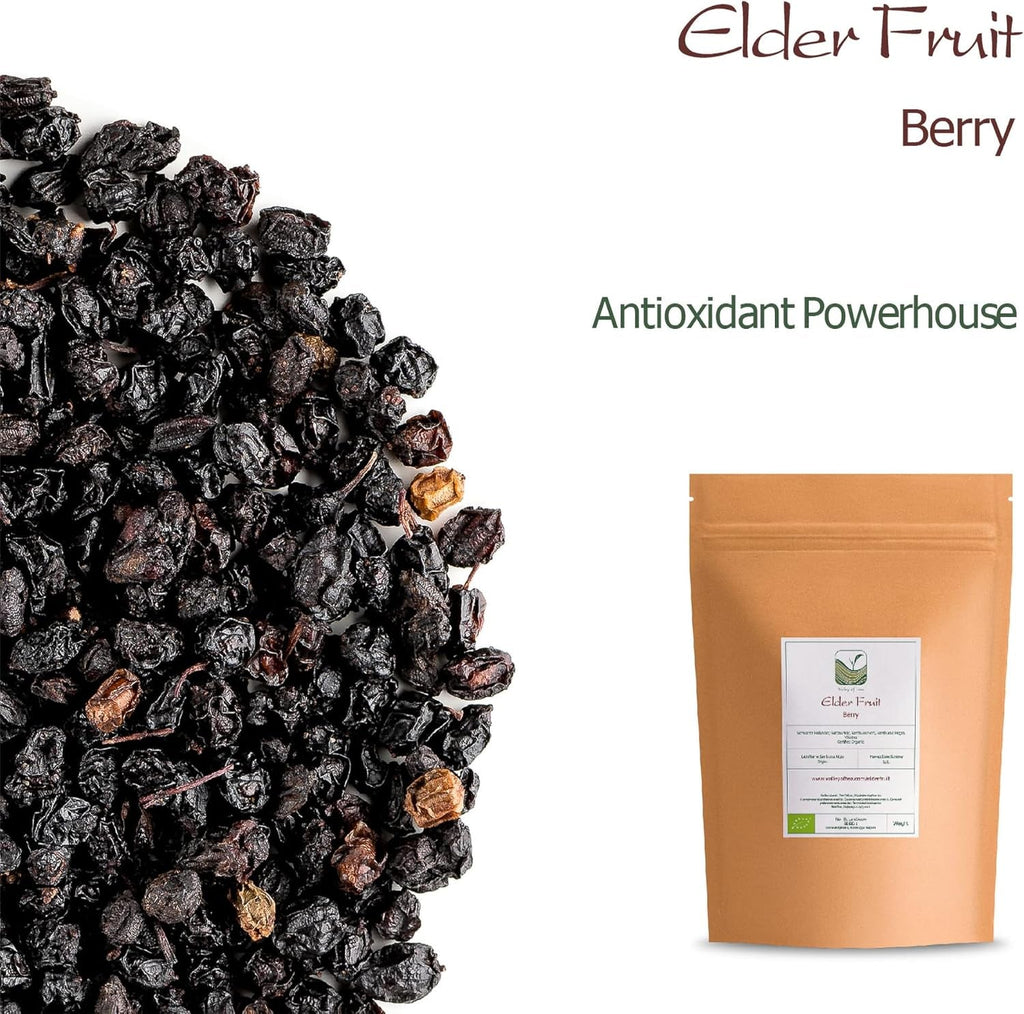Sambuca neagră organică de soc - fructe de sambucus întregi - fructe de soc Produse deshidratate Naty Shop