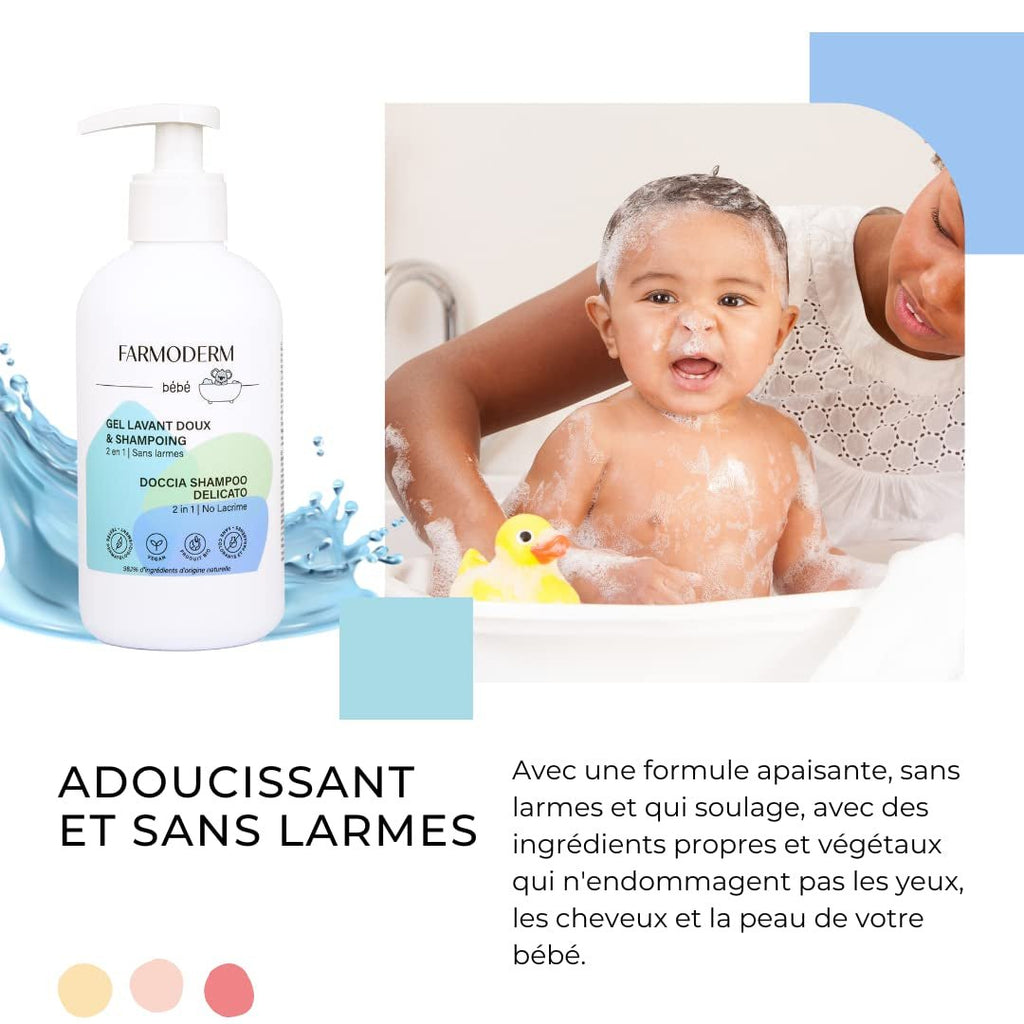 Șampon și gel de curățare 2 în 1 Daily Gentle Baby Shampoo & Cleansing Gel - vegan și organic - cu 98% ingrediente naturale - Șampon fără lacrimi pentru copii și bebeluși - 300 ml Copii - Baie si Skincare Naty Shop