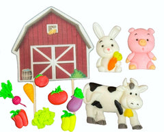 Set 12 decoratiuni comestibile din zahar, Ferma Decoratiuni din Pasta de Zahar Nati Shop