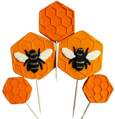 Set 5 decoratiuni comestibile din zahar, Albine Decoratiuni din Pasta de Zahar Nati Shop
