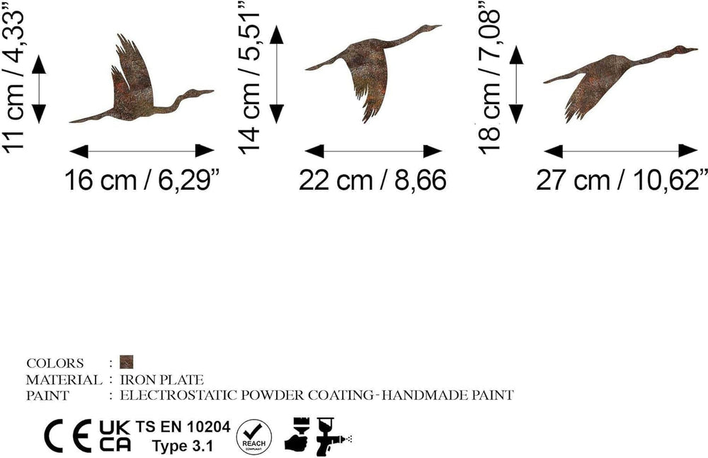 Set de accesorii decorative de perete din metal pictat manual (3 bucăți) | Finisaj Antiquation | Dimensiuni: 11x16cm, 14x22cm, 18x27cm | Artă unică pentru decorațiuni interioare Statuete si sculpturi Naty Shop
