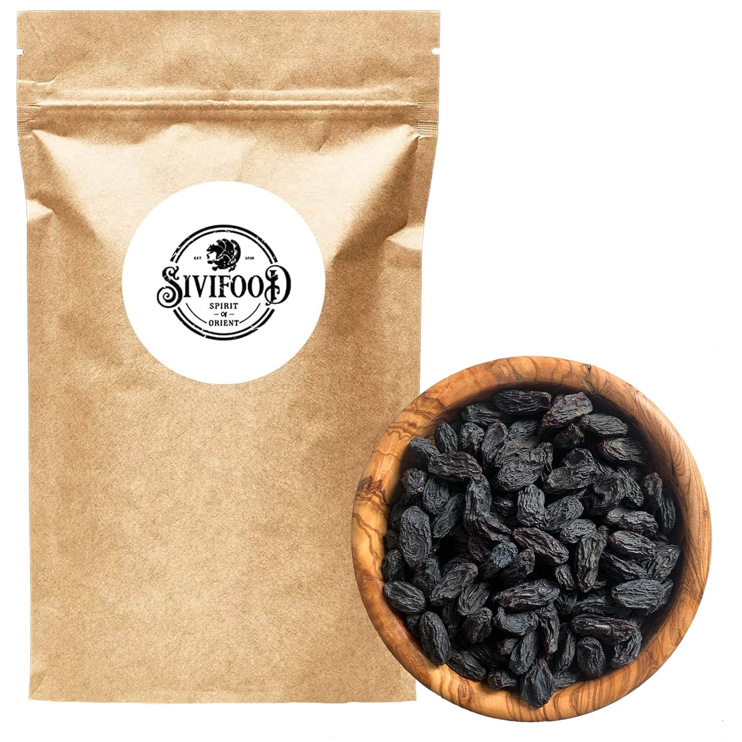 SIVIFOOD sultane negre jumbo 300g - sultane negre mari și delicioase de calitate superioară, uscate în mod natural struguri dulci fructiferi nesulfurați neîndulciți neîndulciți fără ulei fără aditivi Kishmish Produse deshidratate Naty Shop 300G