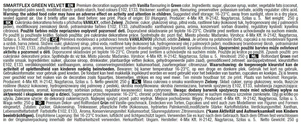 SmartFlex Fondant Green Velvet, 250 g (pachet de 2) Pasta de zahar Naty Shop