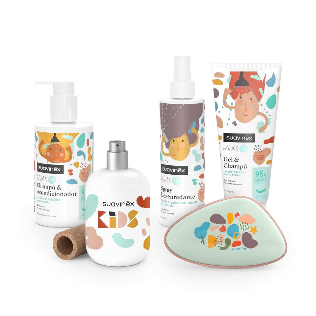 Suavinex, șampon de îngrijire pentru copii de la 3 la 10 ani, fără alergeni, fără parabeni, fără siliconi, potrivit pentru pielea sensibilă, fără lacrimi sau tragere, 95% ingrediente de origine naturală, Copii - Baie si Skincare Naty Shop