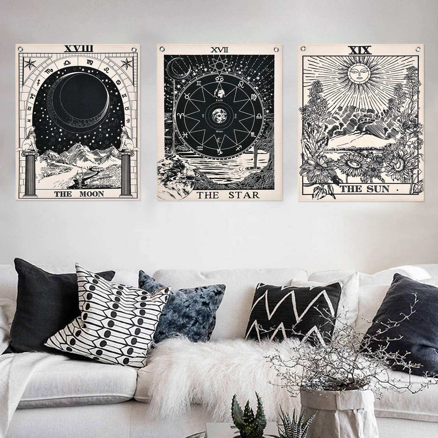 Tapiserie alishomtll tarot set soare luna stele Casa - Accesorii si Decoratiuni Naty Shop Set de tarot (alb și negru) 40 X 50 Cm