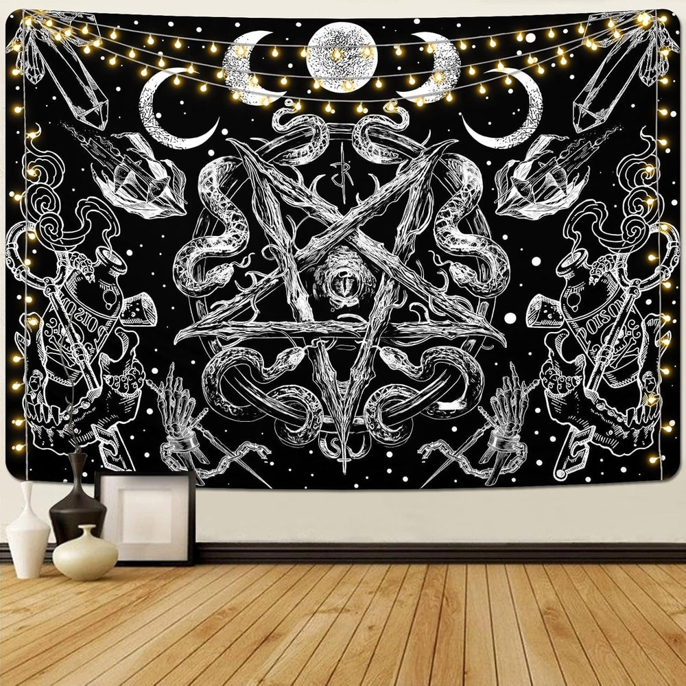 Tapiserie alishomtll witchy snake estetic gothic pentagram wall Casa - Accesorii si Decoratiuni Naty Shop Pentagrama 210L X 150B Cm