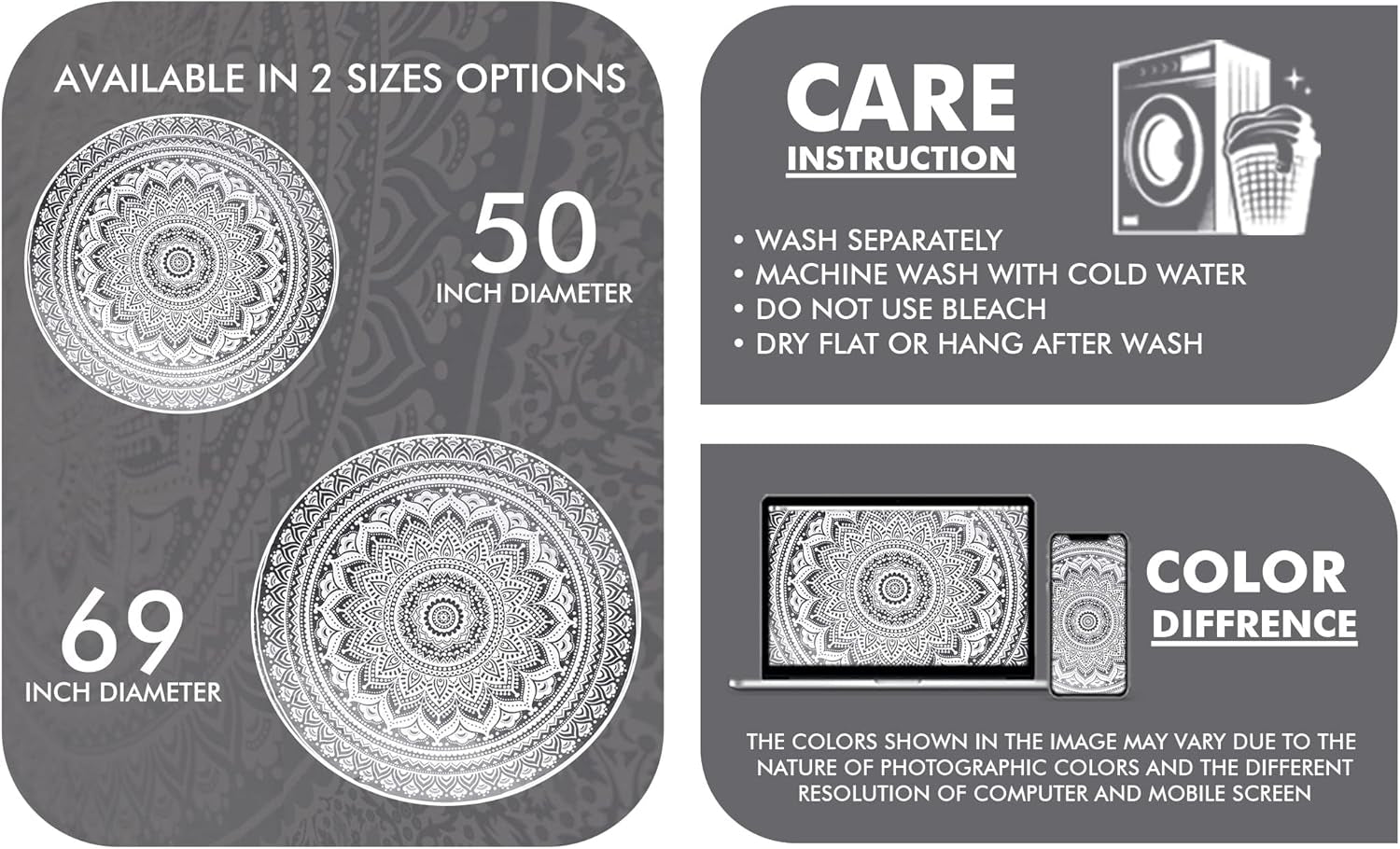 Tapiserie india beach towel round mandala hippielarge indian Casa - Accesorii si Decoratiuni Naty Shop