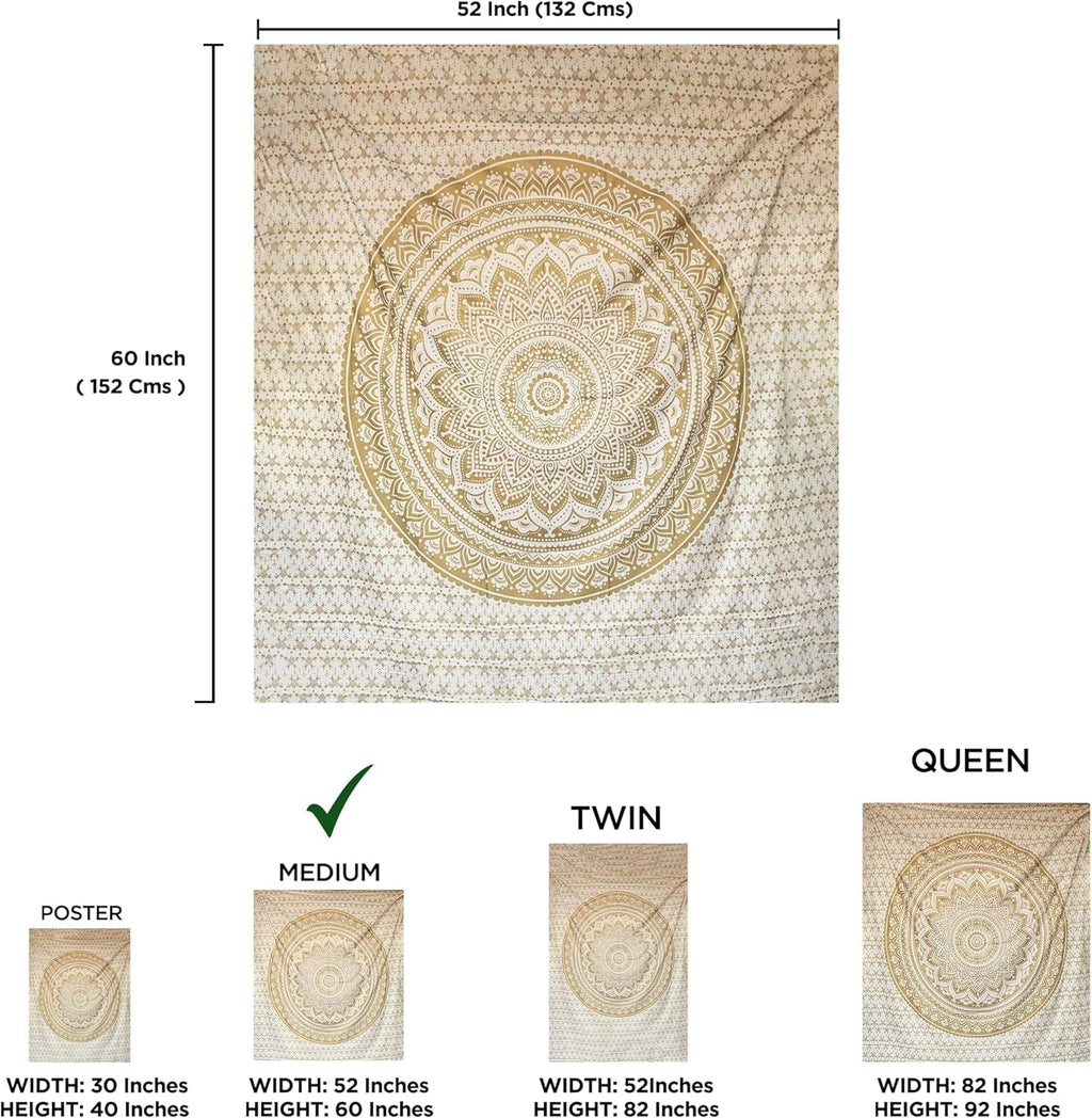 Tapiserie mandala decorare camera estetica aur alb panza Casa - Accesorii si Decoratiuni Naty Shop