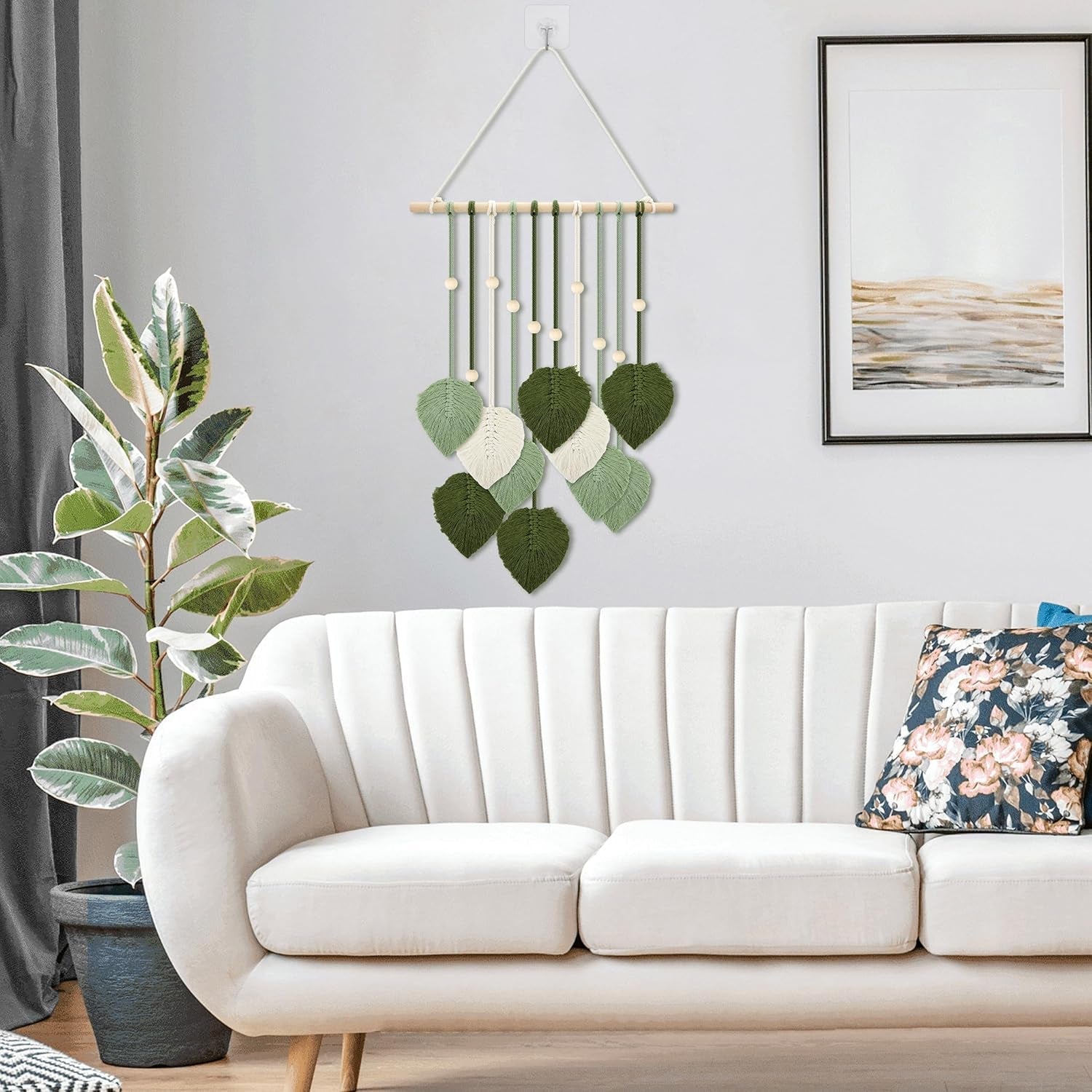 Tapiserie margele lemn frunze verzi carlig Casa - Accesorii si Decoratiuni Naty Shop