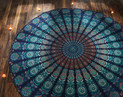 Tapiserie rotunda peacock mandala centimetri roundie hippie fata Casa - Accesorii si Decoratiuni Naty Shop
