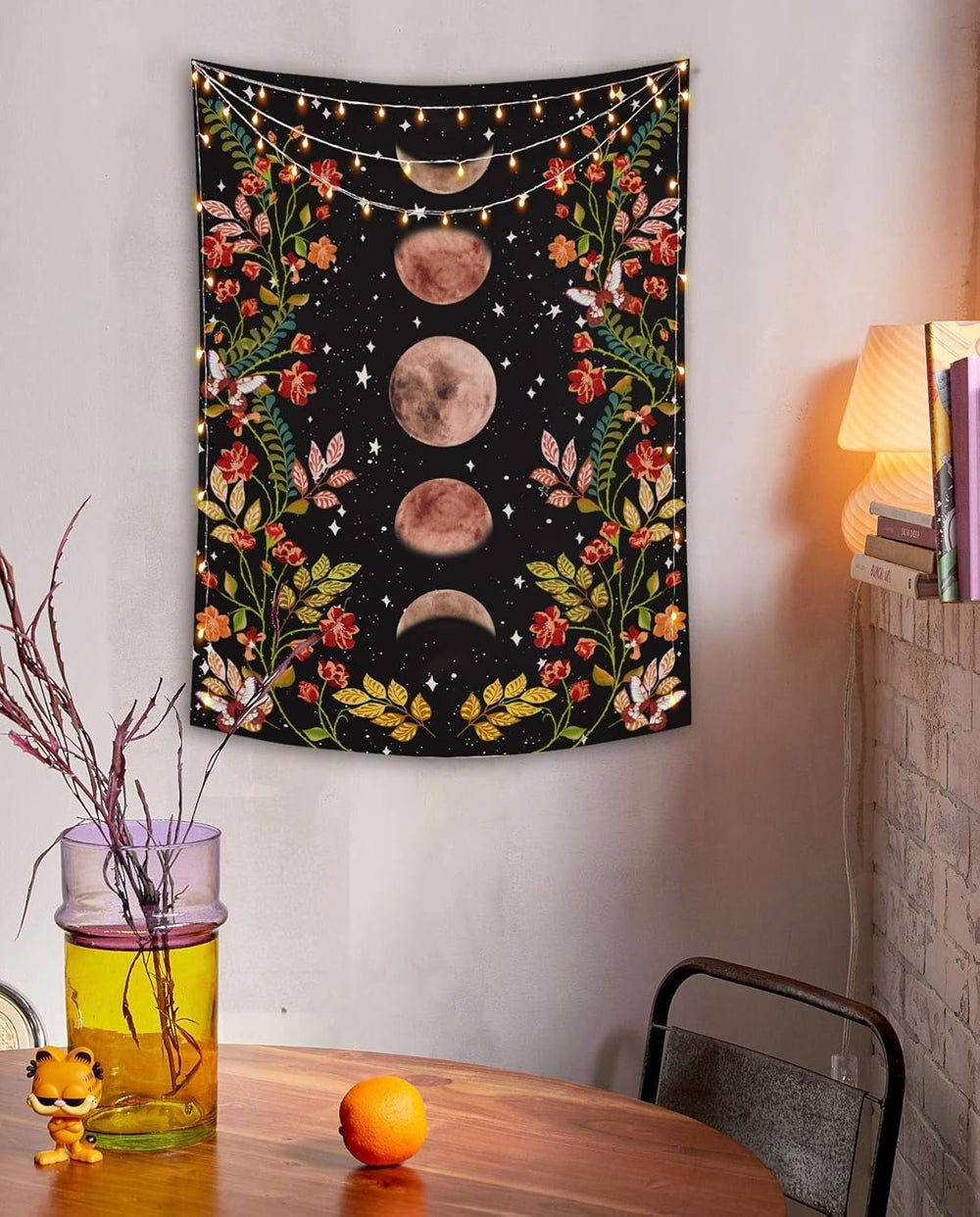 Tapiserie yisumei estetica luna flori negru dimensiune Casa - Accesorii si Decoratiuni Naty Shop