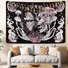 Tapiserie yrendenge fluturi schelet ciuperci casa stele luna Casa - Accesorii si Decoratiuni Naty Shop
