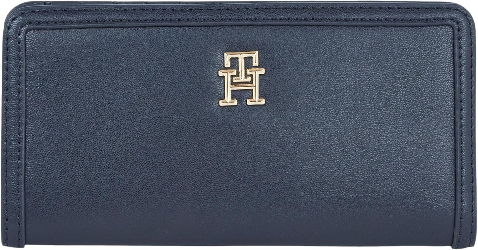 Tommy Hilfiger TH MONOTYPE LARGE SLIM WALLET Portofel pentru femei, Blue (Space Blue), OS Portofel Femei Naty Shop Titlu implicit