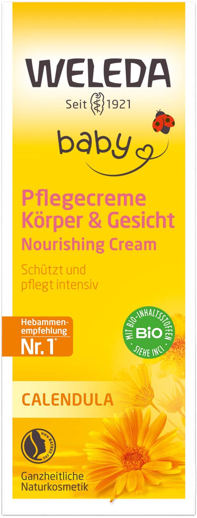 WELEDA Organic Baby Calendula Care Cream Body & Face 30ml - Cremă de față / cremă de piele pentru cosmetică naturală cu ulei de susan și lanolină pentru îngrijirea pielii uscate. Cremă hidratantă de îngrijire pentru bebeluși și copii Copii - Baie si Skincare Naty Shop