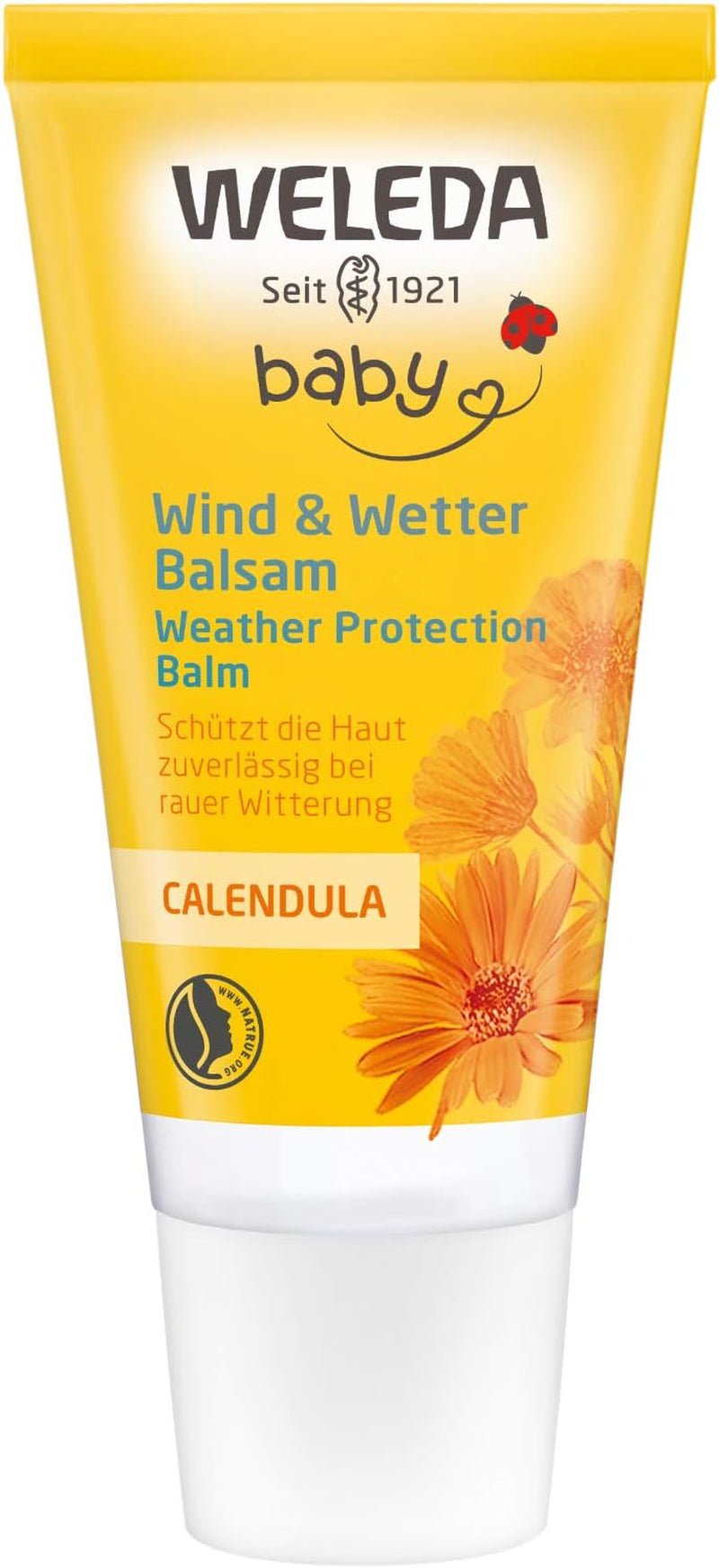 WELEDA Organic Baby Calendula Wind & Weather Balm - Cremă de față și cremă de mâini pentru cosmetice naturale cu ulei de migdale și ulei de susan pentru a proteja pielea sensibilă și uscată a bebelușului de vreme aspră și frig (1x 30 ml) Copii - Baie si Skincare Naty Shop